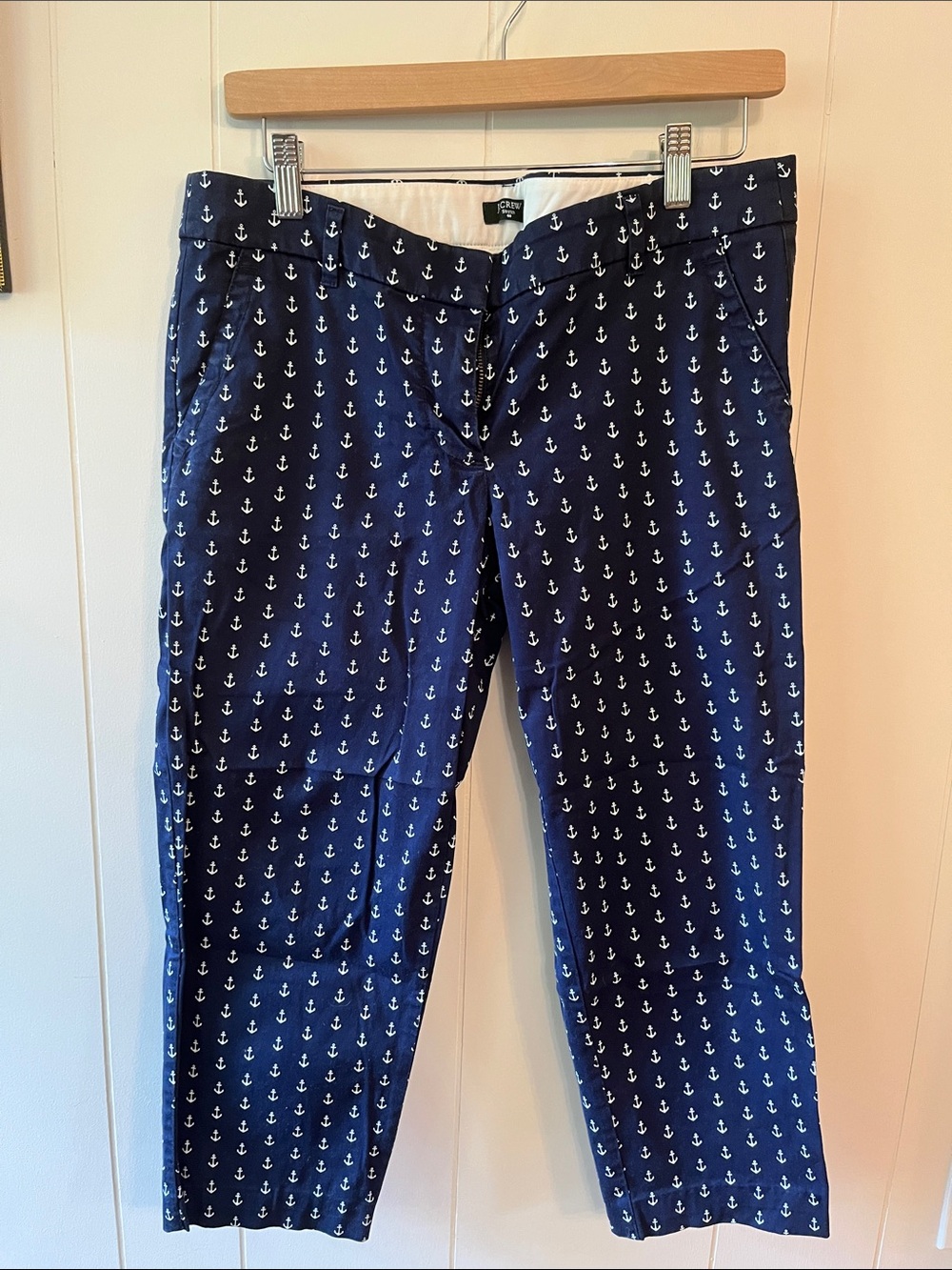 J. Crew Factory Cropped Stretch Chinos with White Anchor Print